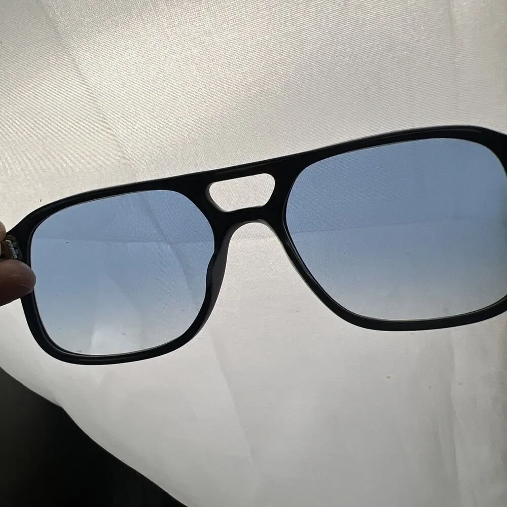 Selima Optique Nash Black Sunglasses Blue Lenses Rare 1 of 50 France